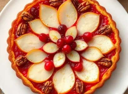 Tarte aux poires et cranberries