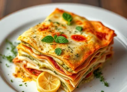 Lasagne aux épinards, artichauts et pesto