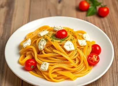 Pâtes au poivron jaune et fromage de chèvre