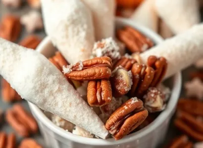 Mélange de cornets de sucre et de pacanes