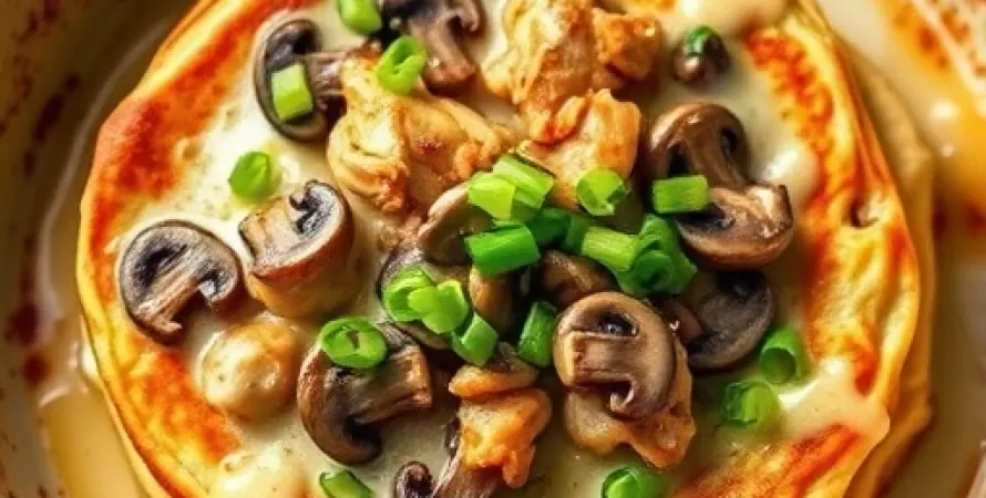 Pancakes au poulet et aux champignons