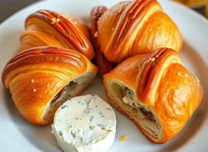 Croissants aux noix de pecan et fromage bleu