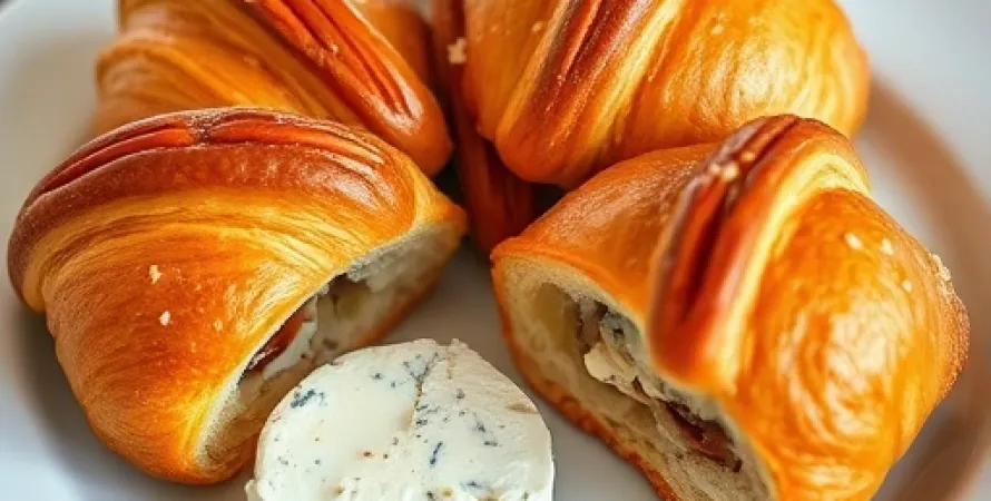 Croissants aux noix de pecan et fromage bleu