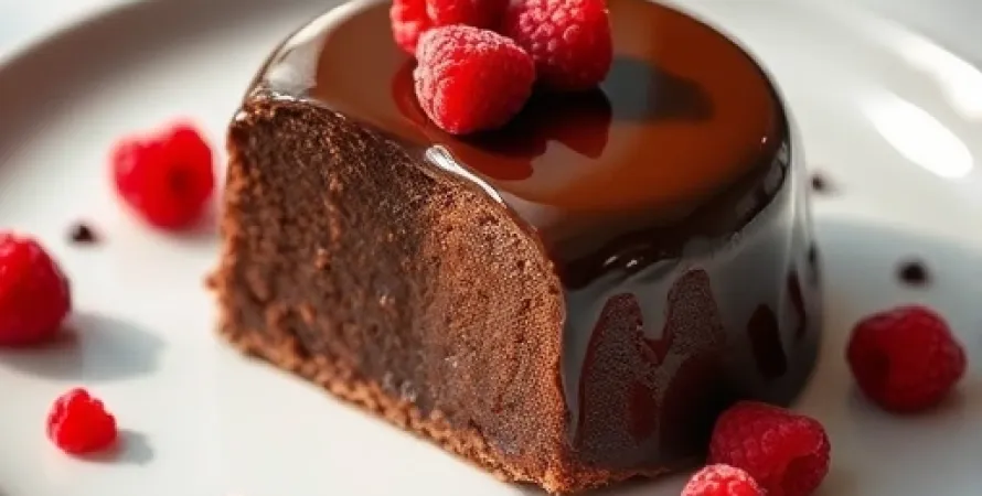 Gâteaux au chocolat fondants aux framboises sucriées