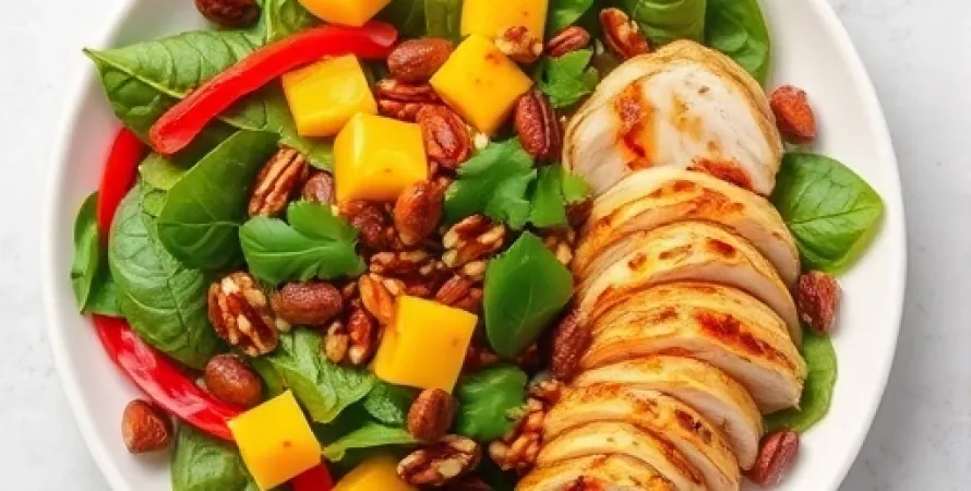Salade de poulet aux arachides rouges