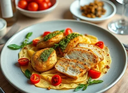 Pâtes au pesto et poulet