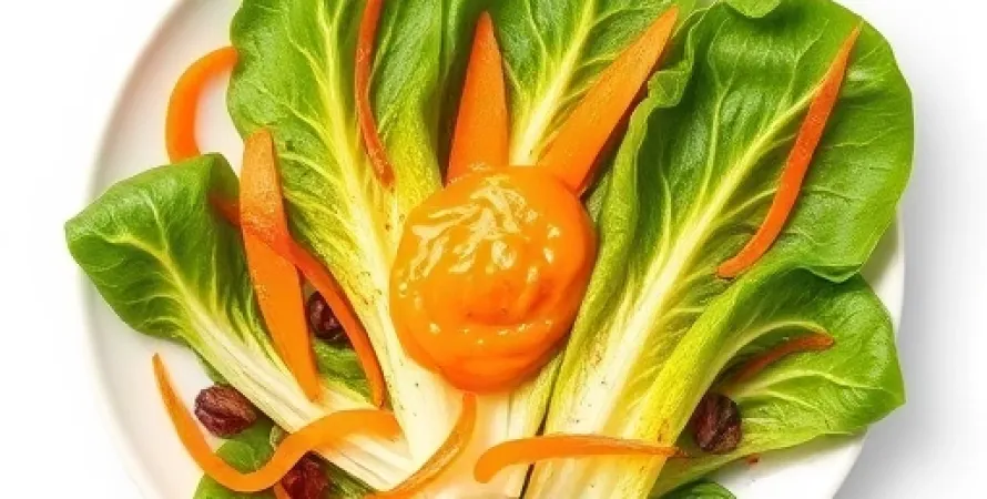 Salade Romaine à la Sauce Carotte et Gingembre
