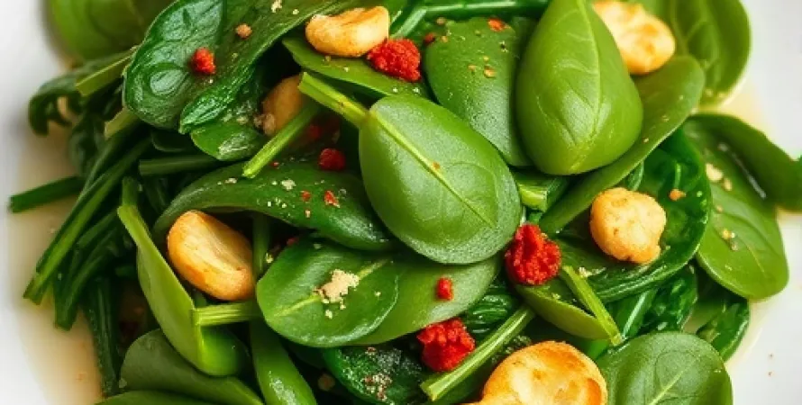 Épinards sautés aux chips d'ail