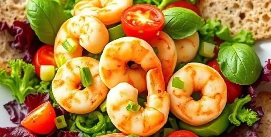 Salade d'avocat, crevettes et artichauts