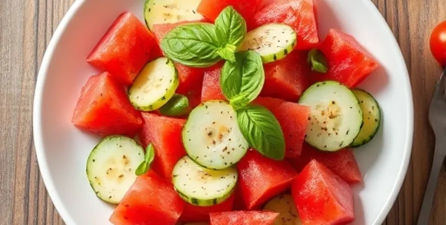 Salade de pastèque, concombre et tomate