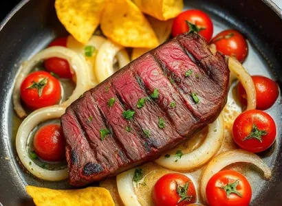 Boeuf et corn chips en poêle