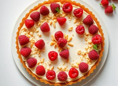 Tarte aux framboises avec crumble d'amandes