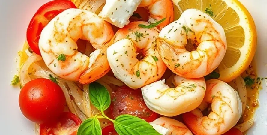 Crevettes au fromage de chèvre à la grecque