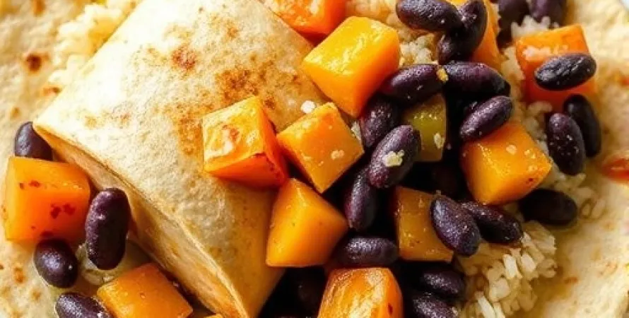 Burritos de patate douce et haricots noirs