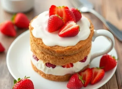 Gâteau aux fraises au mug