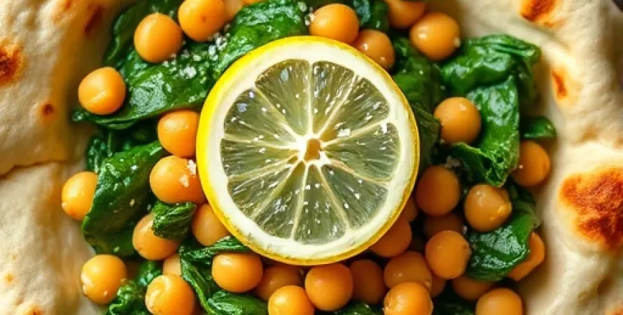 Pois chiches et épinards au citron