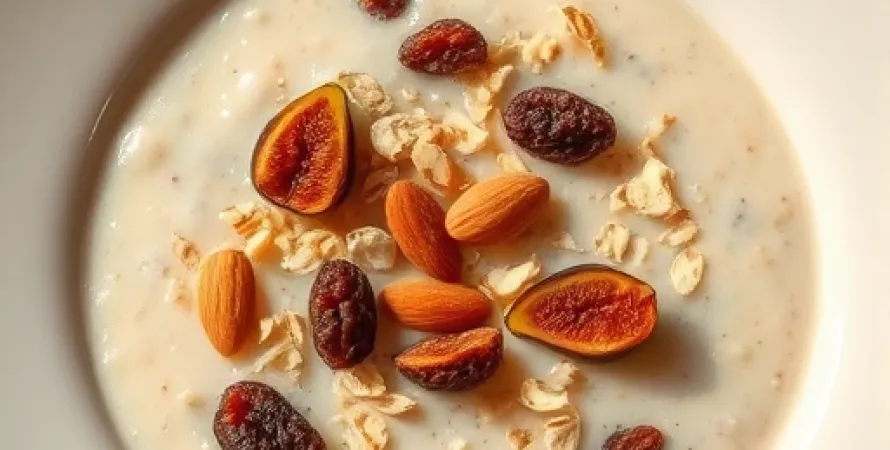 Porridge aux figues, amandes et raisins