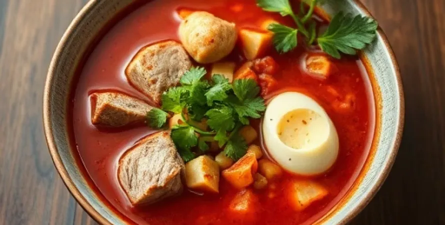 Pozole rouge au porc et hominy