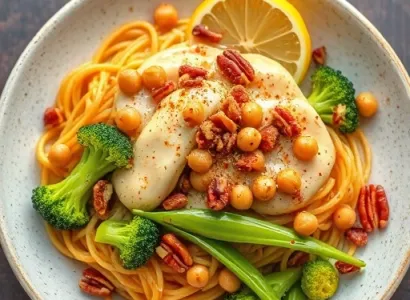 Nouilles aux épices avec sauce de noix de pécan
