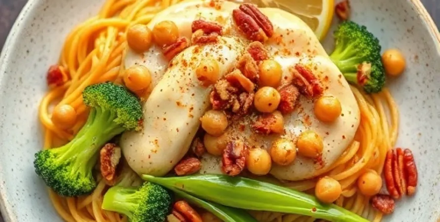 Nouilles aux épices avec sauce de noix de pécan
