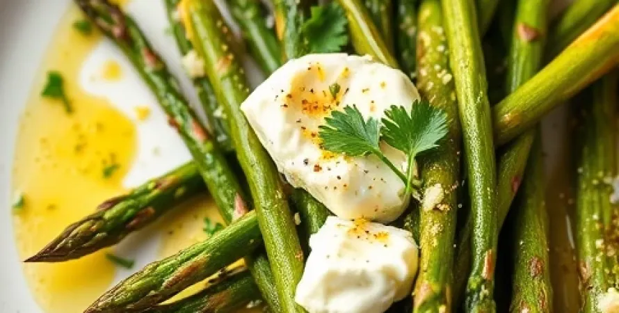 Asperges rôties au fromage de chèvre