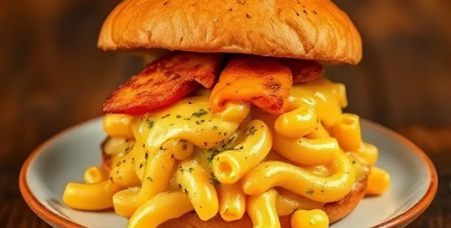 Macaroni au fromage et cheeseburger