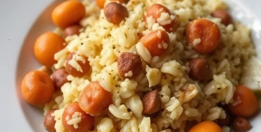 Ragoût d'abricots et d'amandes avec riz