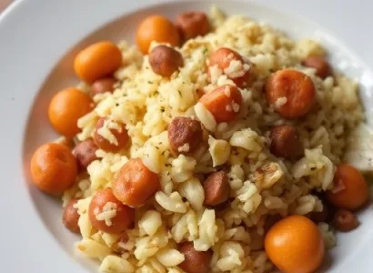 Ragoût d'abricots et d'amandes avec riz