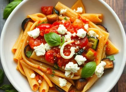 Pâtes au four avec fromage de chèvre