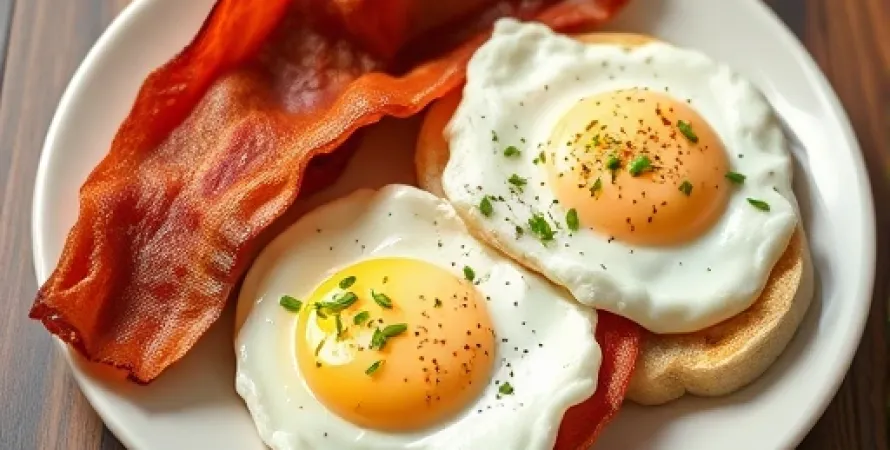 Petit déjeuner aux oeufs et lardons
