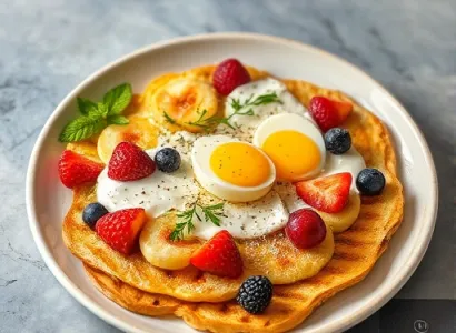 Omelette au fromage frais et fruits