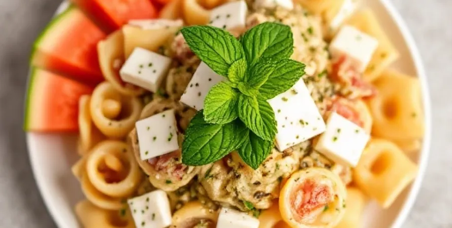 Salade de pâtes bow tie au fontina et au melon