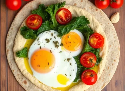 Tortilla aux oeufs et au chou frisé