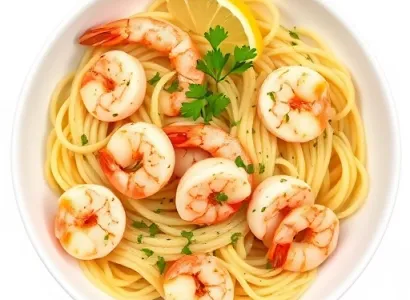 Linguine aux crevettes et coquilles Saint-Jacques