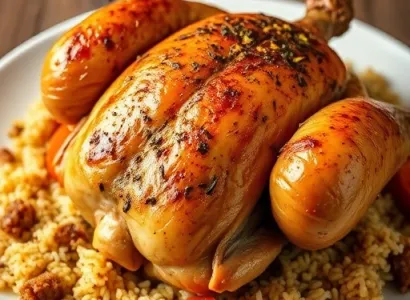 Poulet farci aux abricots et à l'orange