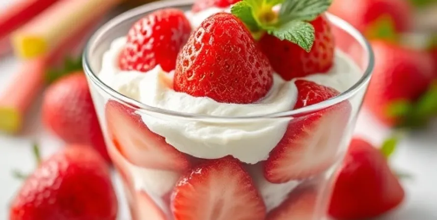 Crème de rhubarbe aux fraises