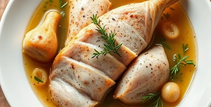 Poulet aux herbes avec nouilles