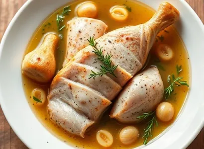 Poulet aux herbes avec nouilles