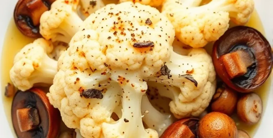 Chou-fleur aux champignons et oignons