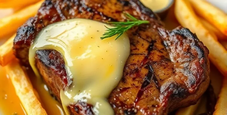 Steak frites au fromage