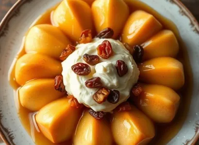 Pommes au four avec sauce caramel