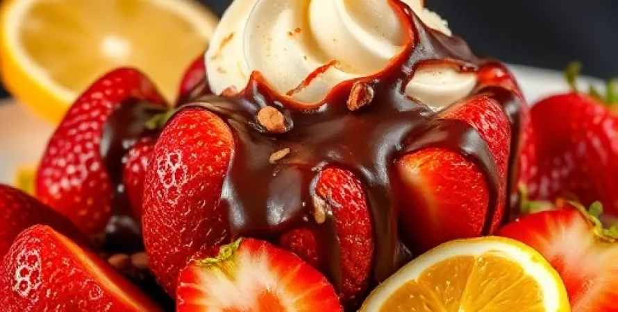 Fraises flambées au chocolat