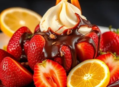 Fraises flambées au chocolat