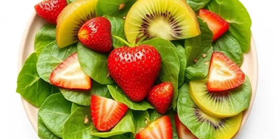 Salade d'épinard aux kiwis et fraises