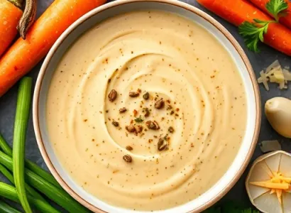 Potage crémeux au fromage et pesto de jalapeno