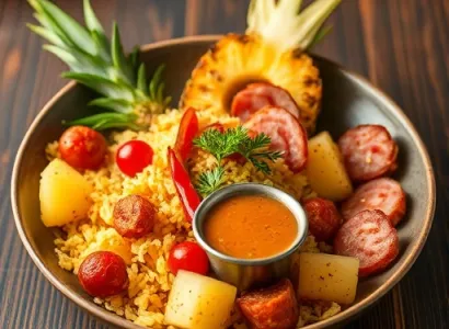 Riz frit à la pineapple et au jambon