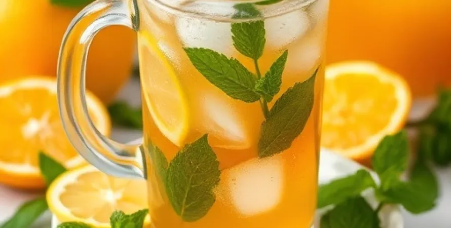 Thé glacé au citron et à la menthe