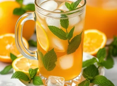 Thé glacé au citron et à la menthe