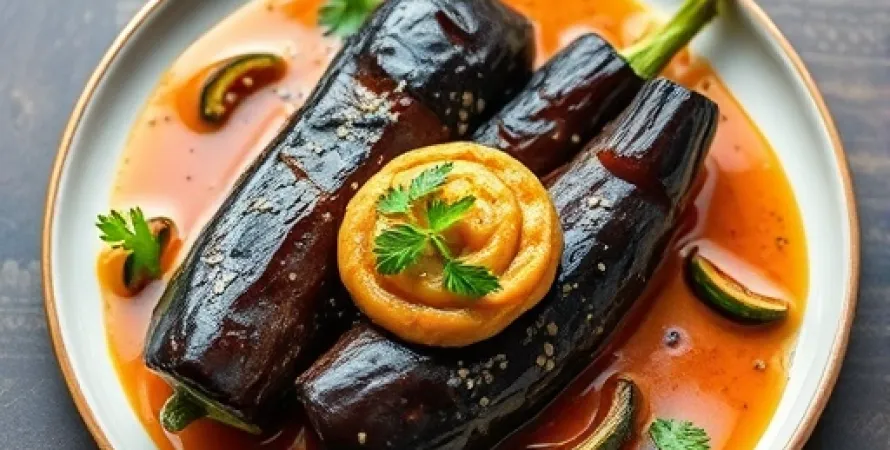 Aubergine au sauce d'ail chaud