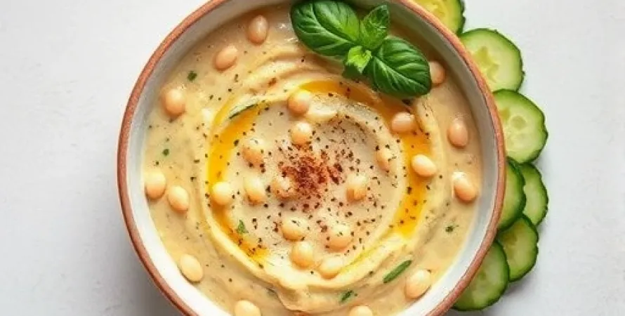 Dip de fèves à l'huile d'olive et au basilic
